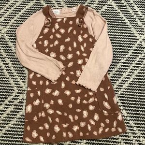 Zara Kid’s girl’s animal print jumper dress with shirt, size 4-5